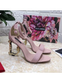 Dolce&Gabbana Calfskin Sandals with DG Heel 10.5cm Light Pink/Gold 2021
