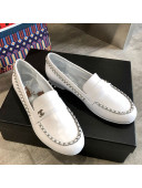 Chanel Lambskin Chain Flat Loafers G35631 White 2020