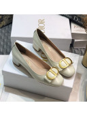 Dior Shiny Calfskin Pumps with CD Bow White 2020