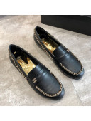 Chanel Lambskin Chain Flat Loafers G35631 Black 2020