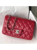 Chanel Lambskin Classic Mini Flap Bag A69900 Burgundy/Silver 2021