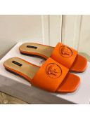 Versace Logo Flat Slide Sandals Orange 2021