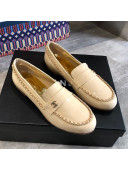 Chanel Patent Leather Chain Flat Loafers G35631 Beige 2020