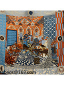 Hermes Lady knight Cashmere Silk Scarf 140x140cm Blue 2021 