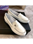 Chanel Patent Leather Chain Flat Loafers G35631 White 2020