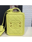 Chanel Grained Calfskin Long Vanity Case Top Handle Bag AS0988 Yellow 2019
