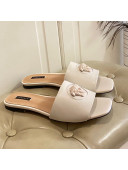 Versace Logo Flat Slide Sandals White 2021