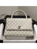 Chanel Grained Quilted Calfskin Coco Handle Flap Bag Light Gray 2019