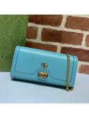 Gucci Diana Bamboo Chain Wallet 658243 Pastel Blue 2021