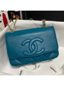 Chanel Wave Lambskin Flap Bag Blue 2021