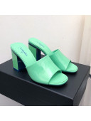 Chanel Patent Calfskin Slide Sandals 8.5cm G38688 Green 2022 