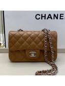 Chanel Lambskin Classic Mini Flap Bag A69900 Tan Brown/Silver 2021