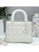 Dior Lady Dior Top Handle Bag in Ultra-Matte Cannage Calfskin White 2019