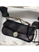 Chanel Vintage Fold Calfskin Hobo Bag with Pearl Charm Black 2021