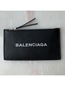Balenciaga Grained Calfskin Long Zipped Card Holder Black