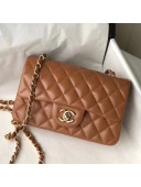 Chanel Lambskin Classic Mini Flap Bag A69900 Tan Brown/Gold 2021