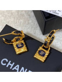 Chanel Chain Leather Lock Hoop Earrings AB3020 2019