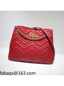 Gucci GG Marmont Leather Tote Bag 453569 Red 2021