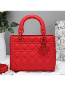 Dior Lady Dior Top Handle Bag in Ultra-Matte Cannage Calfskin Red 2019