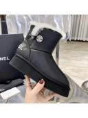 Chanel Leather Wool Short Boots with Buckle Black 2020