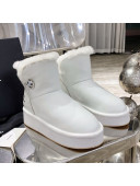 Chanel Leather Wool Short Boots with Buckle White 2020