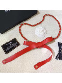 Chanel Leather Chain Bow Belt AA6619 Red 2019