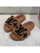 Louis Vuitton LV Wool Flat Slide Sandals Brown 2021 10