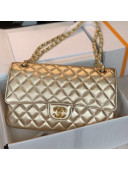 Chanel Metallic Lambskin Classic Medium Flap Bag Champagne Gold 2021
