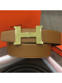 Hermes Saddle Reversible Smooth Leather Belt 38mm with H Buckle Belt Brown 2019