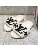 Louis Vuitton LV Wool Flat Slide Sandals White 2021 12