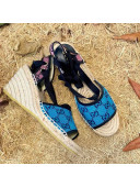 Gucci GG Multicolor Canvas Wedge Sandals Blue 2021