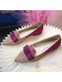 Jimmy Choo Gabie Glitter Sequins Pointy Toe Flat Ballerinas with Bow 05 2020