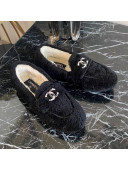 Chanel Shearling Wool Flat Loafers Black 2020