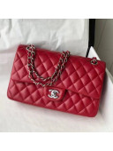 Chanel Lambskin Classic Medium Flap Bag A01112 Burgundy/Silver 2021