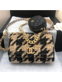Chanel 19 Houndstooth Tweed Flap Bag and Coin Purse Black/Beige 2019