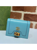 Gucci Diana Bamboo Card Case Wallet ‎658244 Pastel Blue 2021