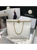 Chanel Small Calfskin Chain Shopping Bag AS2374 White 2021