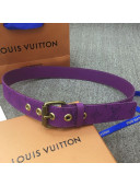 Louis Vuitton Men's Monogram Denim Belt 35mm with Square Buckle Purple 2019