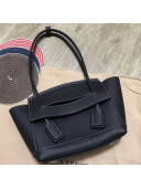 Bottega Veneta Arco Small Grained Calfskin Maxi Weave Top Handle Bag Black 2019