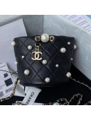 Chanel Lambskin Mini Drawstring Bucket Bag AS2518 Black 2021