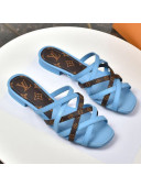Louis Vuitton Revival Strap Flat Slide Sandals Blue 2021