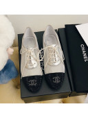 Chanel Mesh Crystal Lace up Flat Silver 2020
