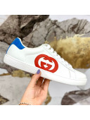 Gucci Leather Ace Sneakers ‎‎with Interlocking G White/Blue 2020 (For Women and Men)