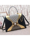 Gucci GG Supreme and Gold/Black Leather Top Handle Bag 476435 2017