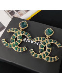 Chanel Green Resin Stones CC Short Clip-on Earrings AB1804 2019