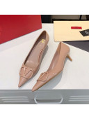 Valentino VLogo One-Tone Patent Leather Pumps 40mm Nude 2020