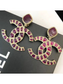 Chanel Burgundy Resin Stones CC Short Clip-on Earrings AB1804 2019