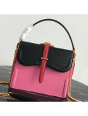 Prada Belle Leather Top Handle Bag 1BN004 Black/Pink/Red 2019