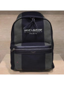 Saint Laurent City Backpack in Blue/Grey Canvas and Leather 2017