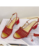 Chanel Suede Strap Sandals Red 2021